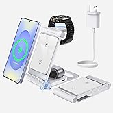 Wireless Charger for Samsung 3 in 1 Wireless Charging Station Foldable Wireless Charger Stand for Galaxy S25 S24 S23 S22 S21 Ultra/Plus Z Flip Z Fold 7 6 5 4 3 for Galaxy Watch/Galaxy Buds