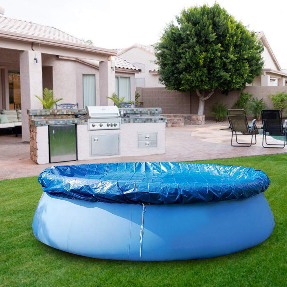 Swimming Pool Cover Round Shape PE Waterproof Rain Dust Proof Protective Cloth Accessories Swimming Pools Heat Retaining Cover Above Ground Blue Protection(1#)
