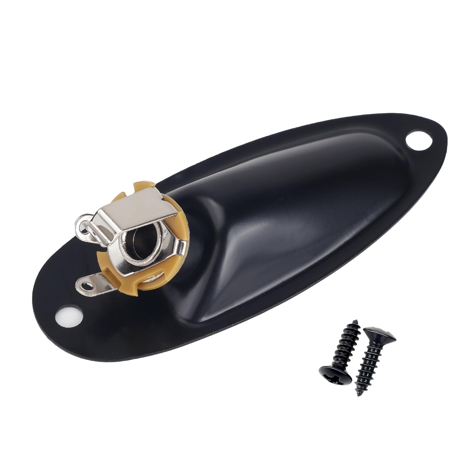 Banworks Metal 6.35mm (1/4") Output Jack Plate Output Loaded Boat Style Input Jack Socket For Stratocaster Strat ST Electric Guitar Parts Accessories JT/CK-03 Black