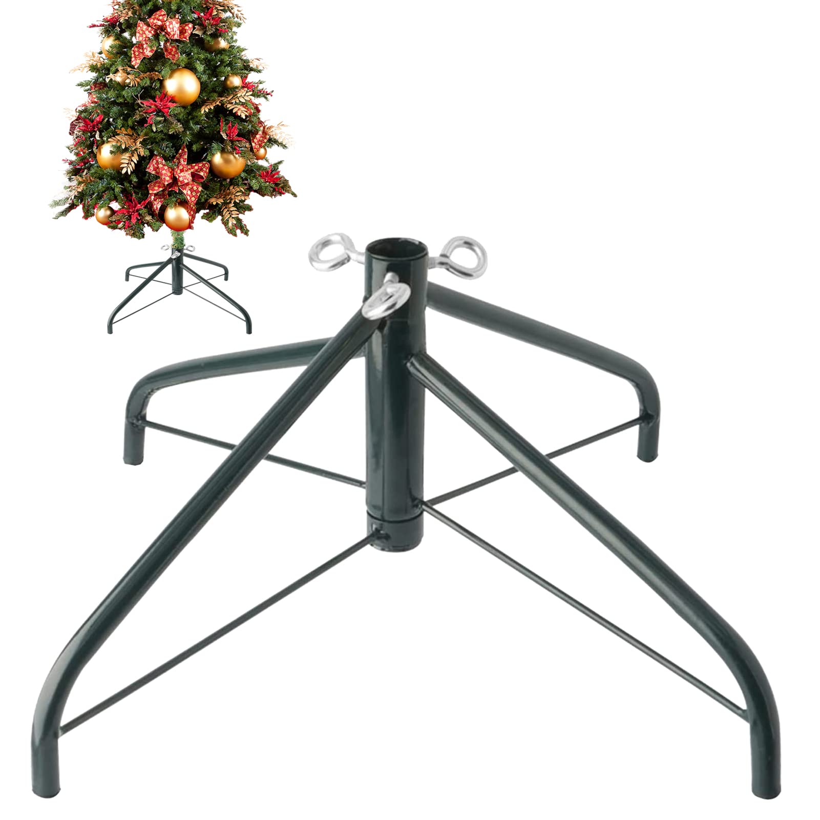 EZYDECOR Metal Christmas Tree Stand for Artificial Tree 17" Folding Christmas Tree Base Stand for Real Tree (Green)