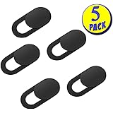 Webcam Cover 0.7mm THIN - Web Camera Cover for Laptop, Desktop, PC, Macboook Pro, iMac, Mac Mini, Computer, Smartphone, Protect Your Privacy and Security, Strong Adhensive (Black(5pack))