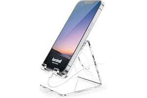 Lamicall Cell Phone Stand, Desk Accessories - Clear Office Cell Phone Holder, Acrylic Phone Stand, Desktop, Acrylic Office Desk Accessories, Office Decor, Suitable for iPhone, 4-8'' Phone