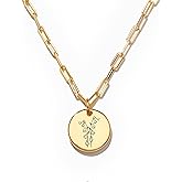 STORYJEWELLERY Birth Flower Necklace, Dainty Charm Necklace for Women, Trendy Flower Jewelry, Gifts for Women