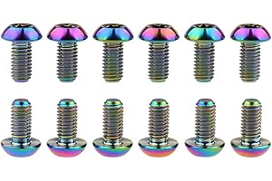 Wanyifa 12Pcs Ti Titanium Bolts Torx M5x10 Bicycle Bike Disc Brake Cycle Rotor Screws Gr5 (Colorful)