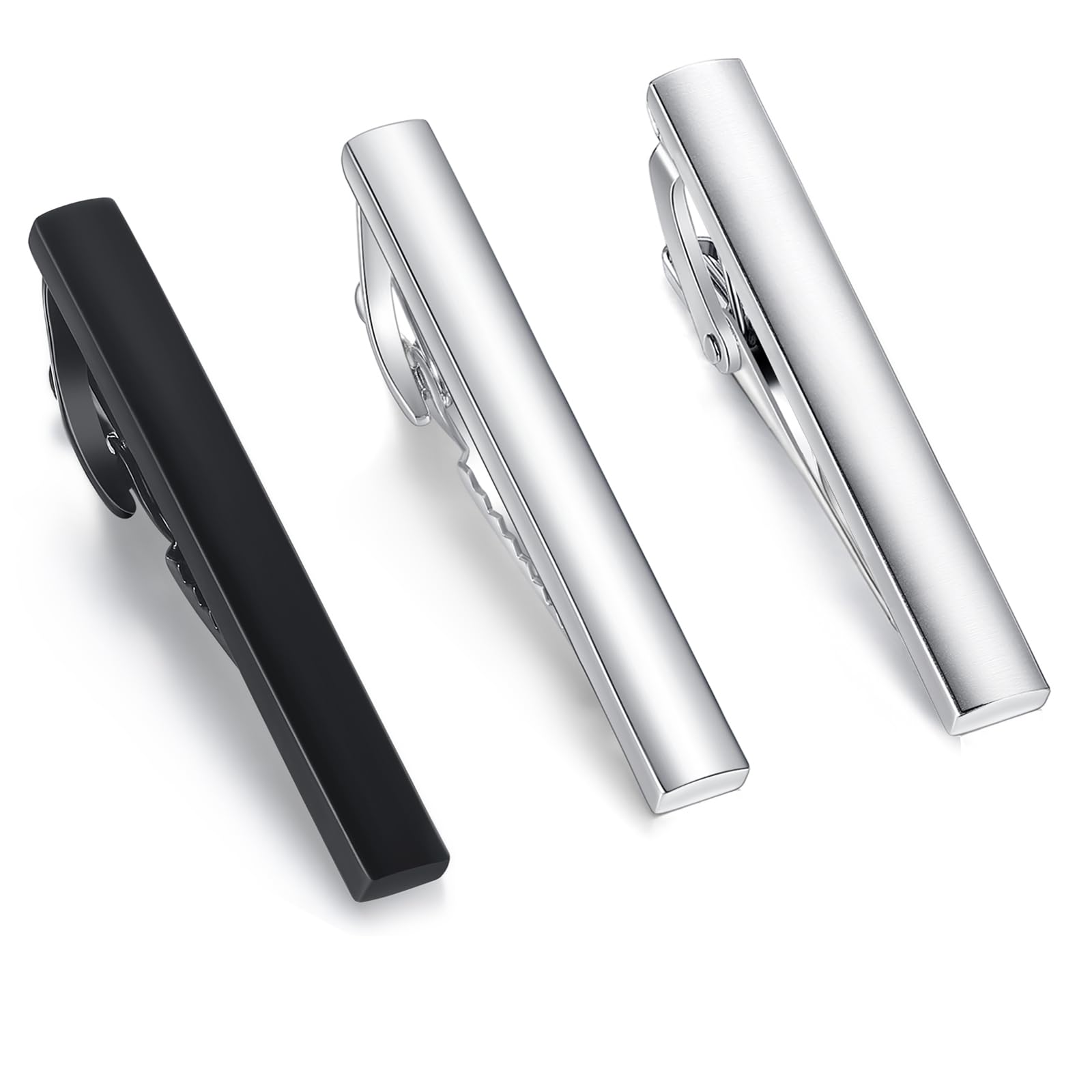 HONEY BEAR 1.57" 3pcs Set Mens/Boys Skinny Tie clips Set Bar for Narrow Tie for Business Wedding Gift 4cm