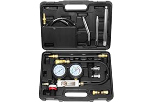 JIFETOR Cylinder Leak Down Tester Kit, Automotive Engine Compression Dual Gauge Leakdown Test Set with 10 12 14 18mm Spark Plugs Universal for Small Engine Motorcycle ATV, Black Case