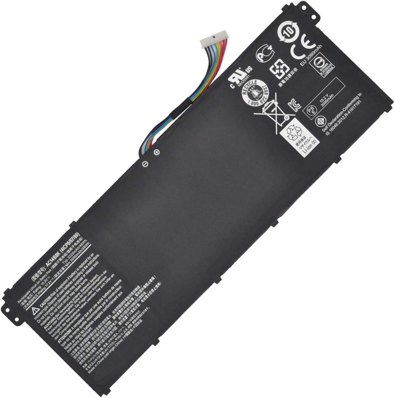 AC14B8K AP14B8K Laptop Battery Replacement for Acer Chromebook C730 C810 C910 CB3-111 CB5-311 CB5-571 CB3-531 Aspire ES1-311 ES1-411 ES1-421 ES1-431 ES1-520 ES1-521 ES1-523 ES1-531 ES1-572(15.2V 48Wh) - Image 3