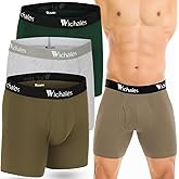 Wichales Men’s Boxer Briefs – Cotton Underwear for Men, Breathable Moisture-Wicking Trunks, No Ride Up Comfort Fit, 3-Pack