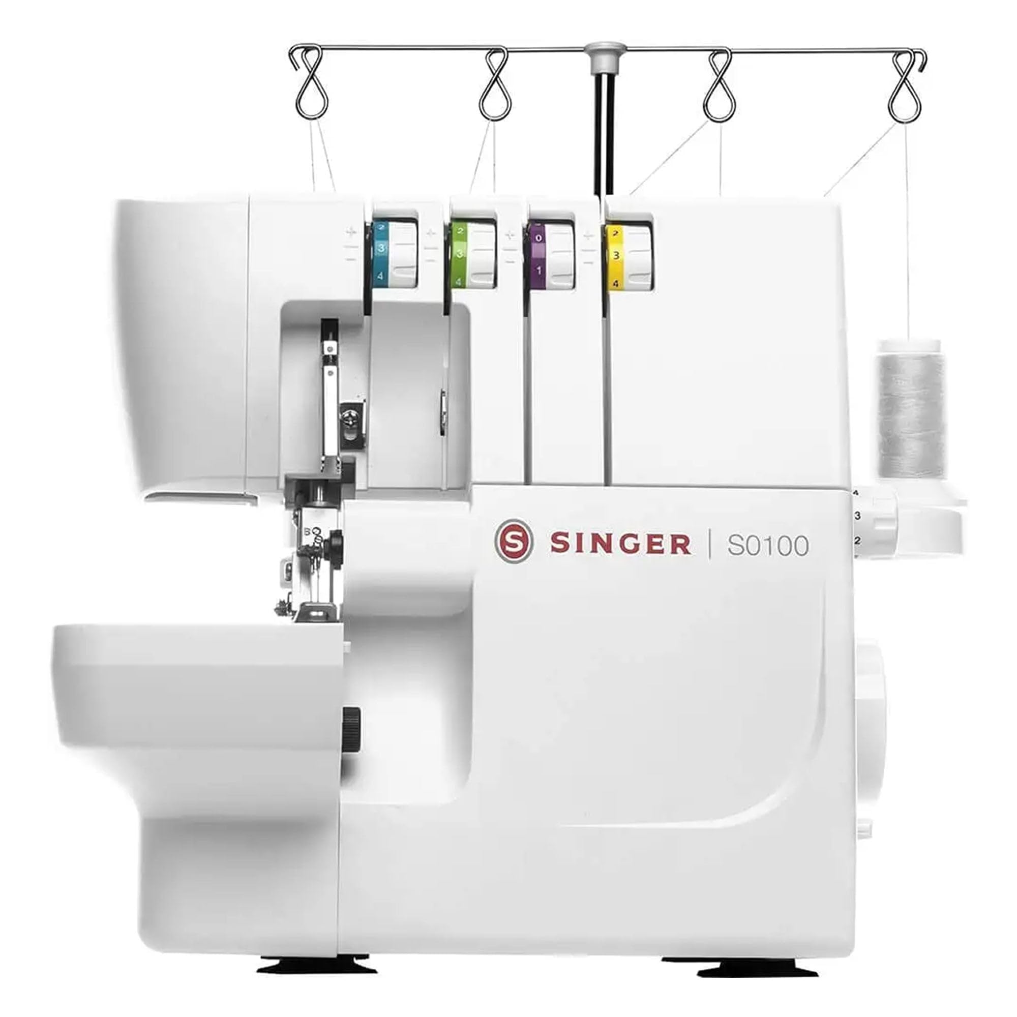 SINGER S0100 Metal Frame Serger with Accessory Kit | Overlock Machine with 6 Built-in Stitches, 2-3-4 Thread Capability, Adjustable Tension & Stitch Length, 1300 Stiches per Minute & Differential Feed