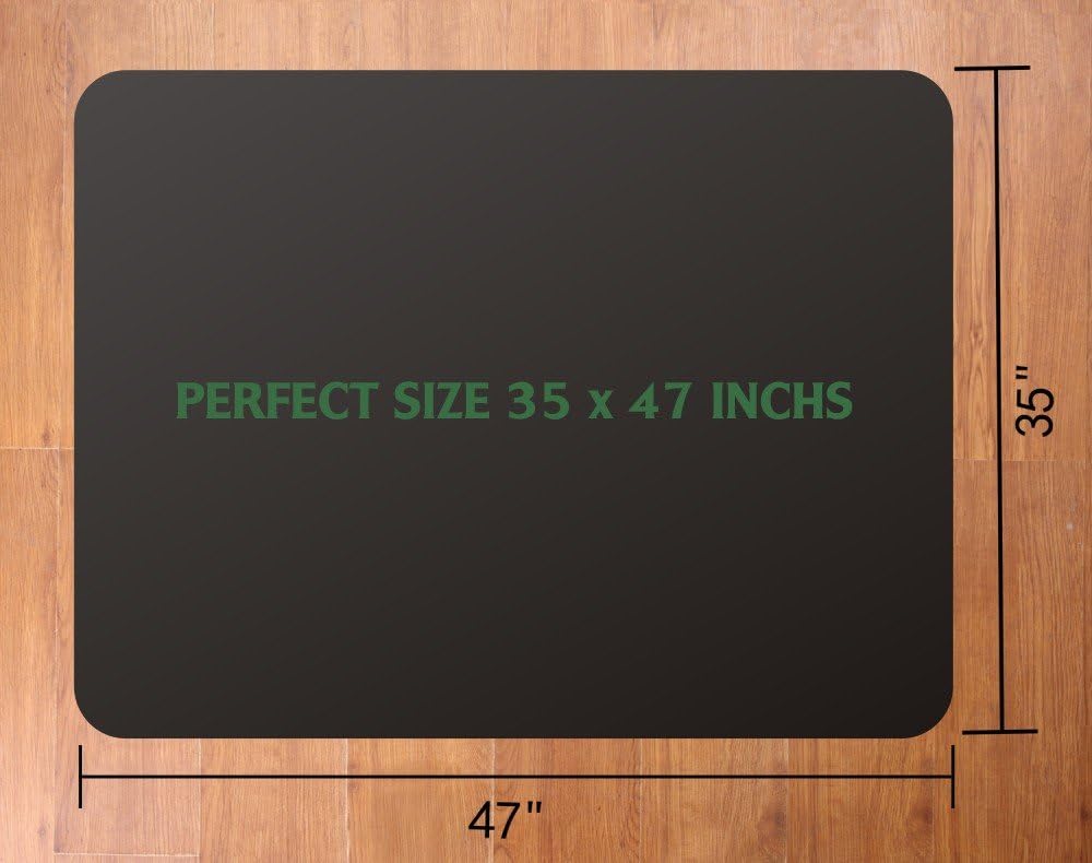 Office Chair Mat for Hardwood and Tile Floor, Black, Anti-Slip, Non-Curve, Under the Desk Mat Best for Rolling Chair and Computer Desk, 47 x 35 Rectangular Non-Toxic Plastic Protector, Not for Carpet : Office Products