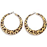 Exaggerated Leopard Print Large Hoop Earrings for Women Thick Lightweight Metal Hoop Earrings Personality Charm Circle Geometric Earrings Jewelry