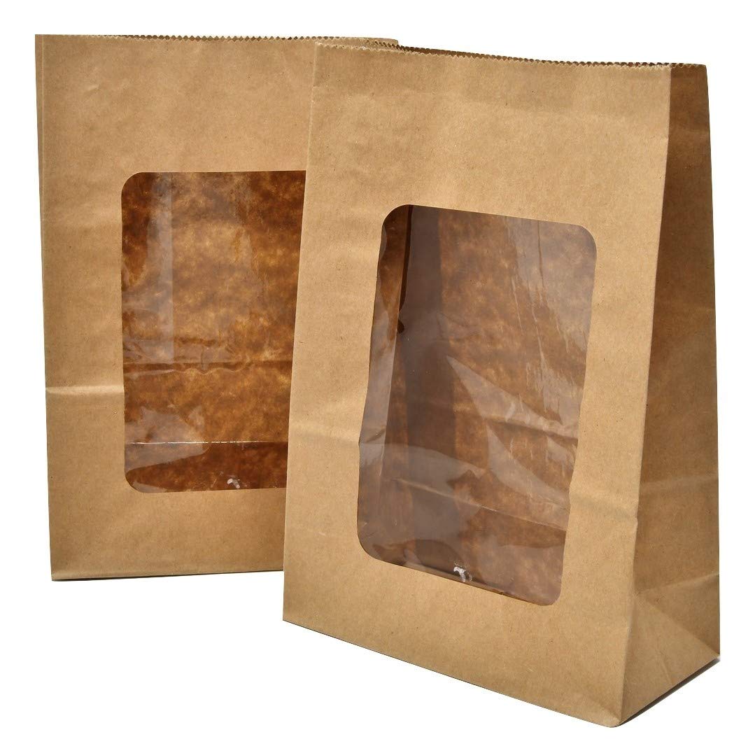 Bakery direct Kraft windowed cookie bags with PLA window (fully recyclable) (100)