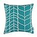 CaliTime Canvas Throw Pillow Cover Case for Couch Sofa Home Decoration Modern Chevron Stem Panels Geometric 18 X 18 Inches Teal