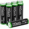 HiQuick 2800mAh AA Rechargeable Batteries High Capacity Performance, Per-Charged 1.2V AA Batteries Pack of 8