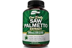 NutriFlair Saw Palmetto Extract 750mg, 120 Capsules - Natural Prostate Supplement & Berry Health Support - Helps Block DHT to Prevent Hair Loss and Helps Reduce Frequent Urination, for Women and Men