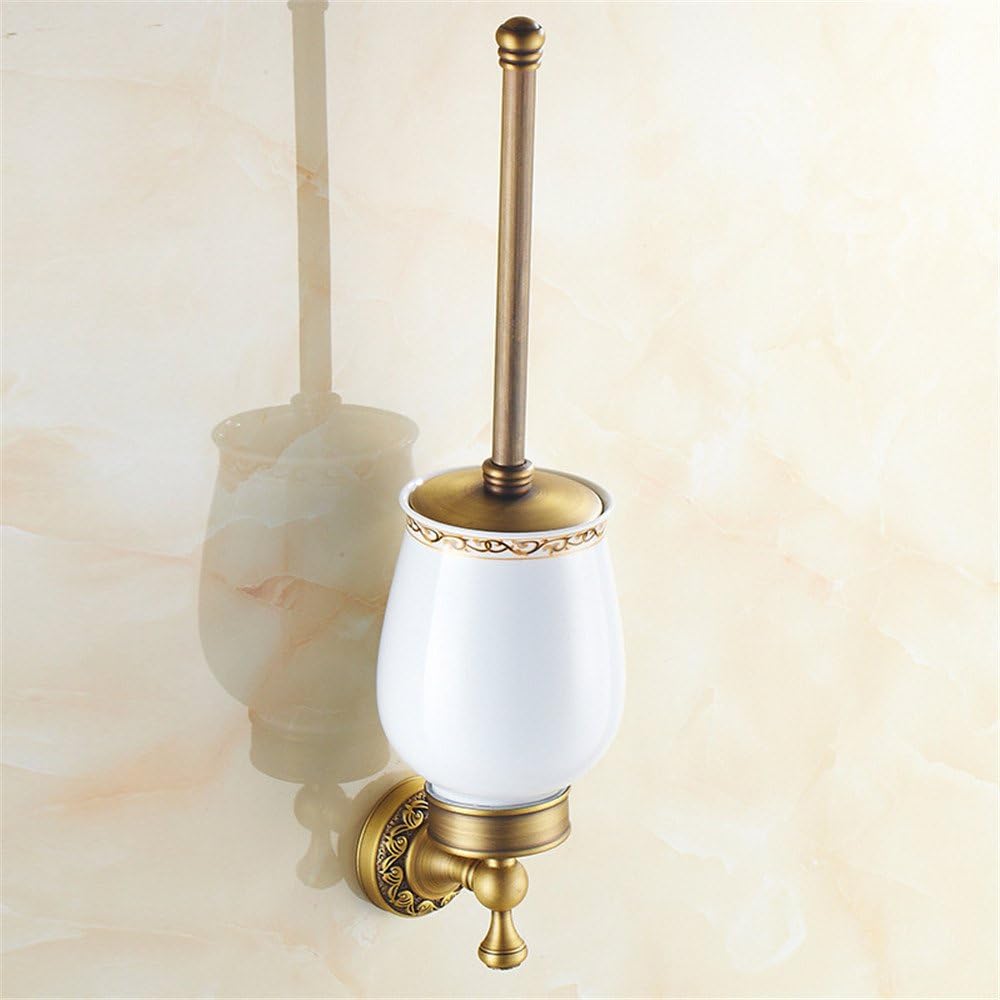 QINLEI European style retro copper towel rack, bath towel rack, bathroom hardware pendant set, retro bathroom set shelf,Toilet brush