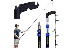 EVERSPROUT 5-to-12 Foot Utility Hook with Extension Pole | Extendable Poles for Installing & Hanging Christmas Lights, Birdfeeders | High Reach Garment Hooks | Long Stick Telescoping Pole with Hook