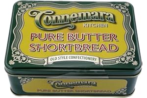 JC Walsh and Sons Pure Butter Shortbread Cookies Connemara Kitchen Irish Biscuits Vintage Green and Yellow Reusable Tin Ireland Souvenirs Gift Box