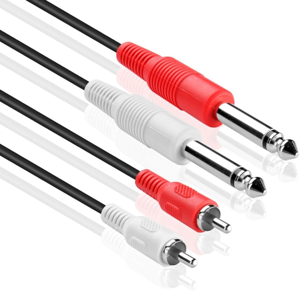 TNP Premium Dual 1/4 Inch To Dual RCA Audio Cable (3FT) - Male 6.35mm 1/4" Phono Mono to RCA Connector Wire Cord Plug Jack - Image 4