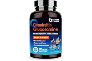 NATURE TARGET Glucosamine Chondroitin MSM, Joint Support Supplement, Shellfish Free, Turmeric Boswellia, Hyaluronic Acid, Collagen, Calium for Cartilage and Bone Health,120 Capsules, 40 Servings