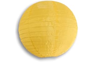 QUASIMOON PaperLanternStore.com 24 Inch Gold Yellow Nylon Lantern, Even Ribbing, Durable, Hanging Decoration