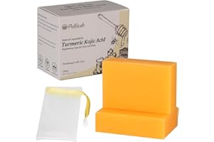PALFICAB Kojic Acid Soap, Turmeric Soap for Women Men with Shea Butter, Coconut Oil & Vitamin C, Turmeric Honey Soap Bar for Face & Body Cleansing, Stocking Stuffers for Adults Women, 2 Bars