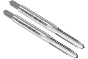 uxcell 2pcs Hand Plug Tap #6-40 UNF 2B Thread Plug Style Taps Straight Flute Screw Tapping Threading Tool High Speed Steel HS