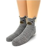 WARRIOR ALPACA SOCKS - Children's Baby Alpaca Wool Peek-A-Boo Paca Face Socks, Non-Skip Grips