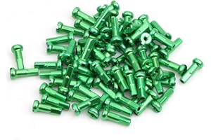 Bike Spoke Nipples Aluminum Alloy Spoke Nipples Mountain Bicycle Spoke Cap for 14G 40Pcs 6 * 14mm Green
