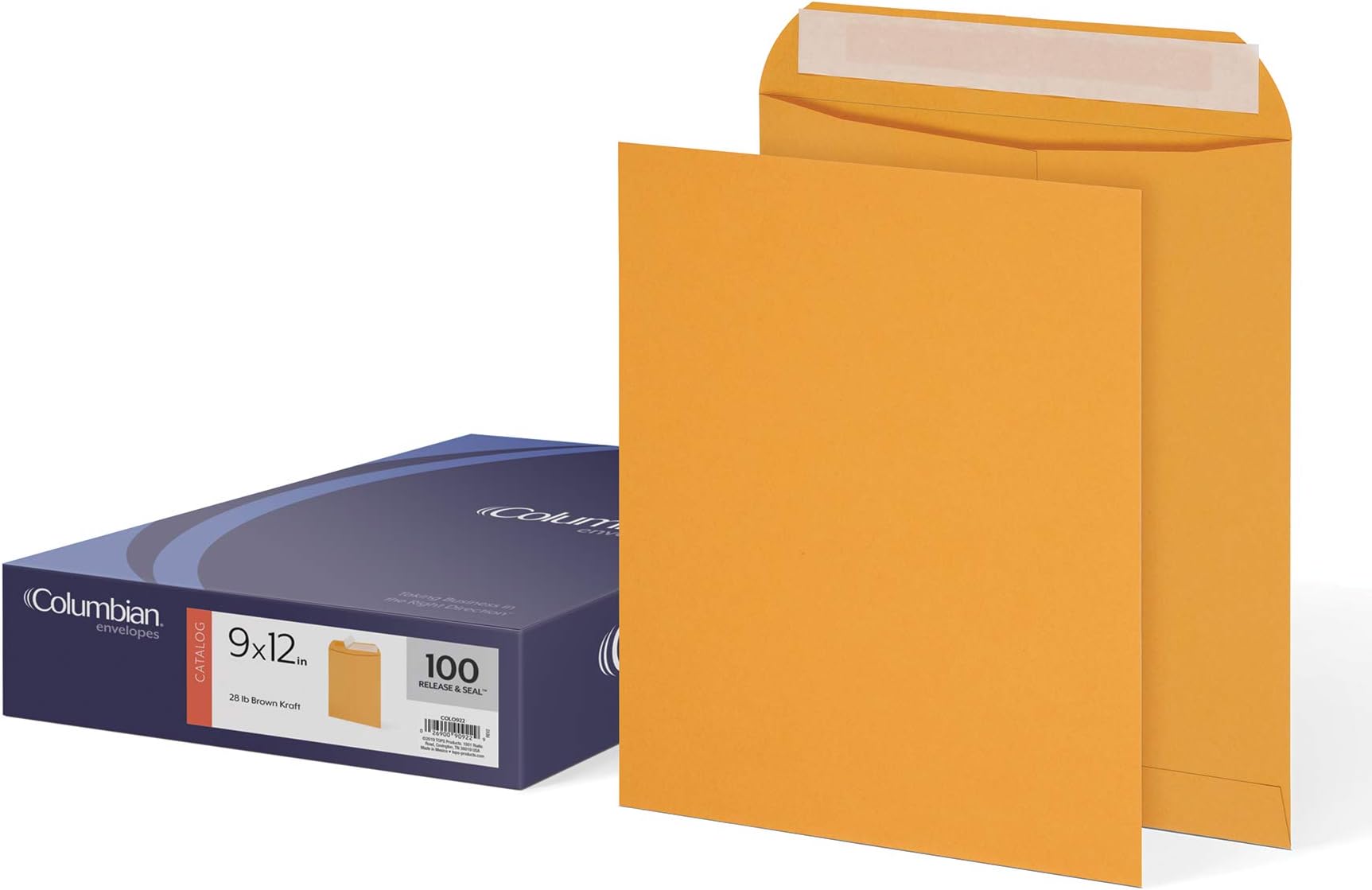 Columbian Catalog Envelope, 9" x 12" , Self-Seal Closure, 28 lb Brown Kraft, 100 per Box (COLO922)