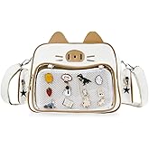 Lifelix Kawaii Ita Bag Cat Backpack Y2k Girl Japanese School Bag Anime Shoulder Crossbody with Pin Display (Brown)