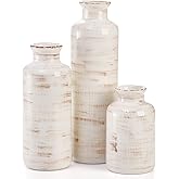Nicunom Ceramic Vase Set of 3, Rustic Ceramic Flower Vase for Home Decor, Boho Decorative vase for Room, Centerpiece,Table, Shelf, Mantel and Entryway Decor