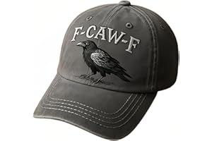 F-CAW-F Crow Hat, Retro Raven Embroidery Baseball Cap,Adjustable Cotton Hats,Casual Unisex Outdoor Vintage Trucker Style Cap