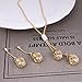 POKICH Rose Gold-Tone Pink Flower Stud Earring and Pendant Necklace Set Costume Fashion Jewelry Set for Women