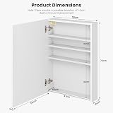 Dripex Single Door Bathroom Mirror Cabinet White 50x70cm Wall Mounted view 3
