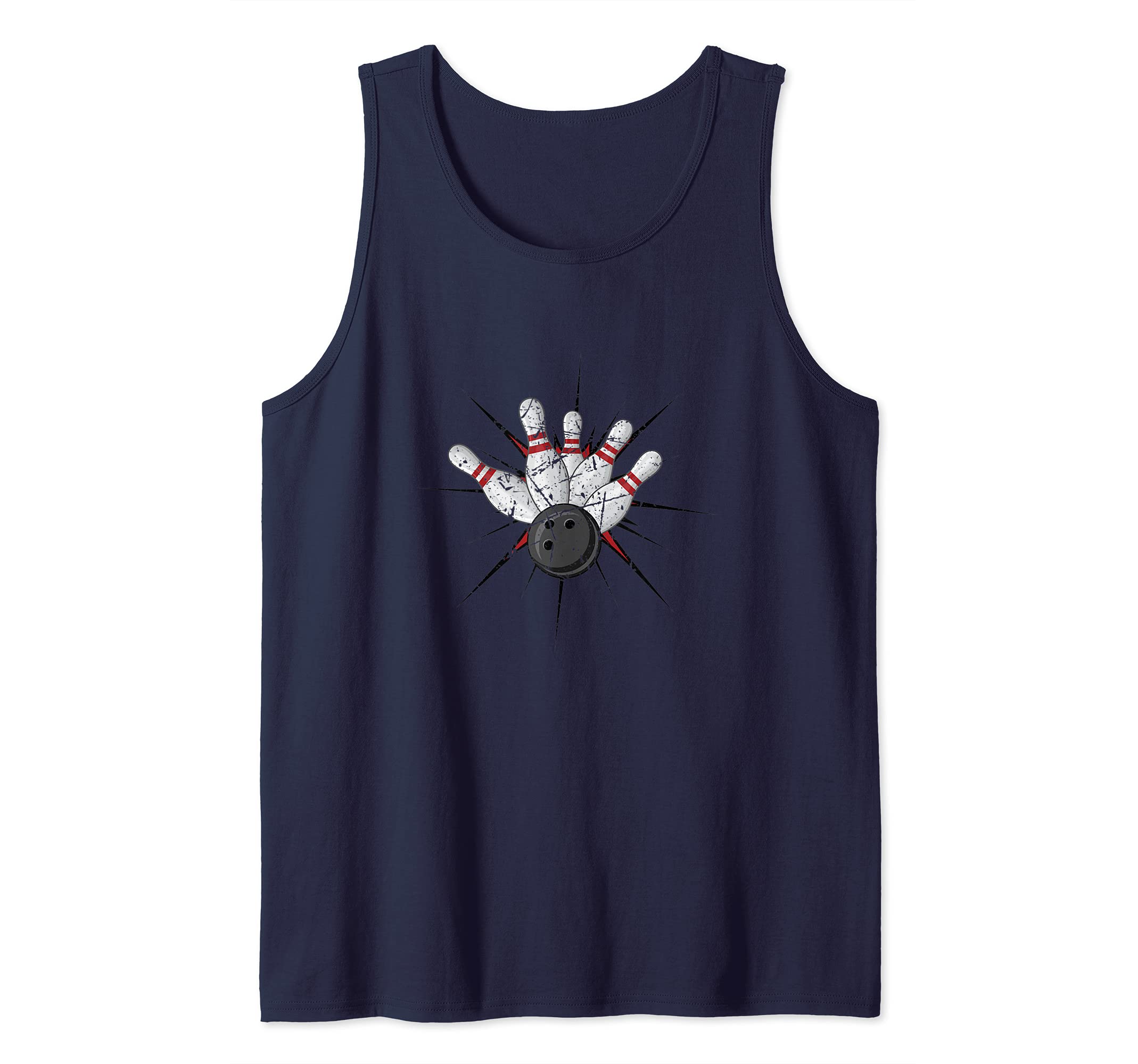 Funny Bowling Strike Game Ball Player Distressed Bowler Tank Top