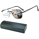 K.LAVER Photochromic Rimless Bifocal Reading Glasses For Women&Men,Frameless Reading Glasses-Anti UV/Blue Light