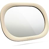 Renzo Baby Car Mirror - Rear Facing Car Seat Mirror for Infants - Extra Large, Shatter-Resistant, 360&deg; Adjustable, Tool-Free Installation - Fits Most Cars, SUVs &amp; Trucks (Almond Cream)
