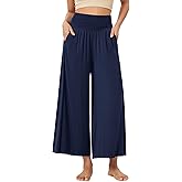 ODODOS Women's Wide Leg Palazzo Lounge Cropped Pants with Pockets Light Weight Comfy Pajama Capri Pants-20/22"/ 24" Inseam