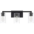 Capital Lighting 119831BI-435 Ravenwood Clear Seeded Glass Bath Vanity Wall Mount, 3-Light 300 Total Watts, 10" H x 23" W, Bl