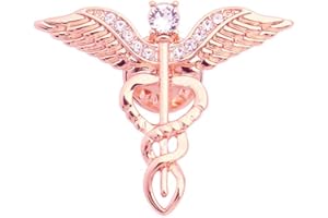 QIAN0813 Medical Symbol Caduceus Stethoscope RN Nursing Badge Brooches Lapel Pin for Registered Nurse Doctor Rod of Asclepius Emergency Brooch Jewelry