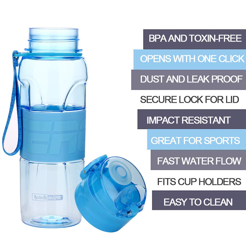 Tinsim 500ML Sport Water Bottle with Blender Ball& Filter, Flip Top Lid & One Click Open & Anti-Slip Grips,BPA Free Infuser Water Bottle for Fitness,Outdoor,Travel,Leakproof & Durable(Blue)