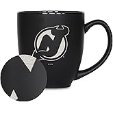 Rico Industries NHL Hockey 15oz Matte Black Ceramic Bistro Mug