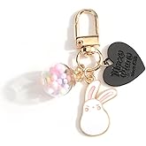 SHTALHST Bunny Keychain,Cute Rabbit Keychain with Heart Charm,Rabbit Bag Charm Cute Bunny Gift for Women Friends Sister