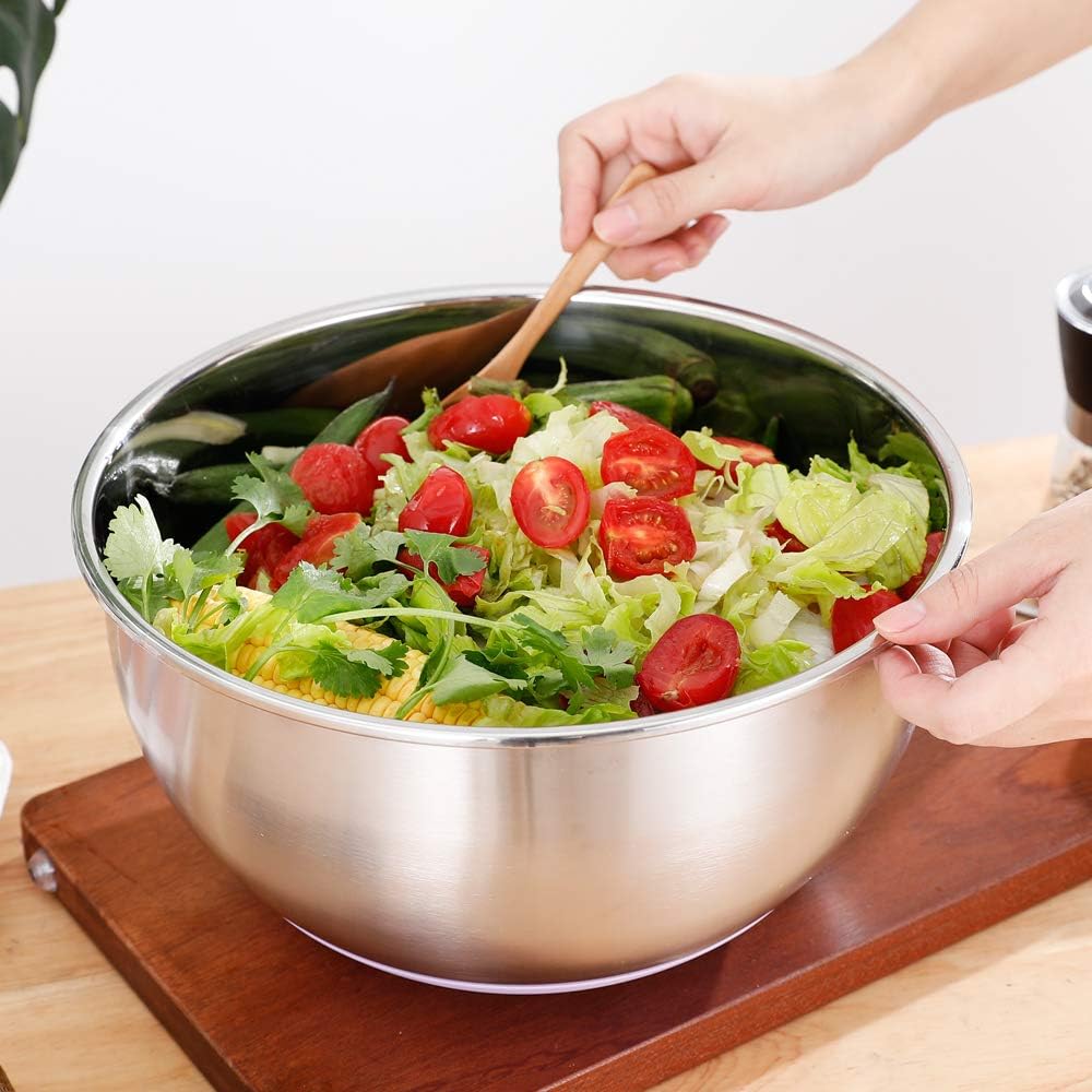 FAB4HOME Large Stainless Steel Mixing Bowl With Nonslip Silicone Bottom, Metal Kitchen Bowl for Baking Cooking, Salad - Image 4