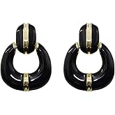 Black White Earrings for Women Teen Gifts Dangle Drop Fashion Geometric Statement Jewelry