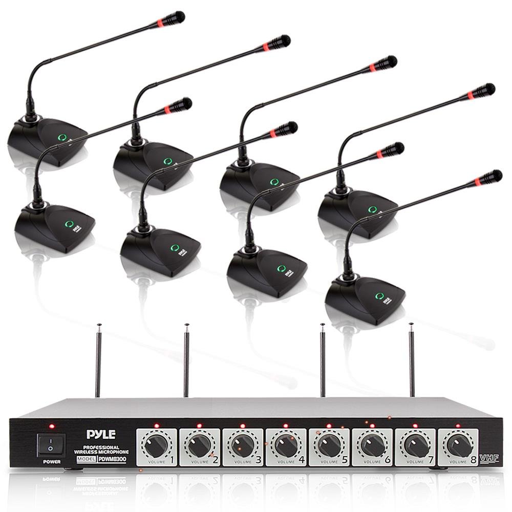 Professional Conference Wireless VHF System Portable Cordless 8 Table