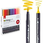 KINGART PRO Dual Twin-Tip Brush Pens, Set of 24 Unique & Vivid Colors, Watercolor Markers with Flexible Nylon Brush Tips, Professional Watercolor Pens for Painting, Drawing
