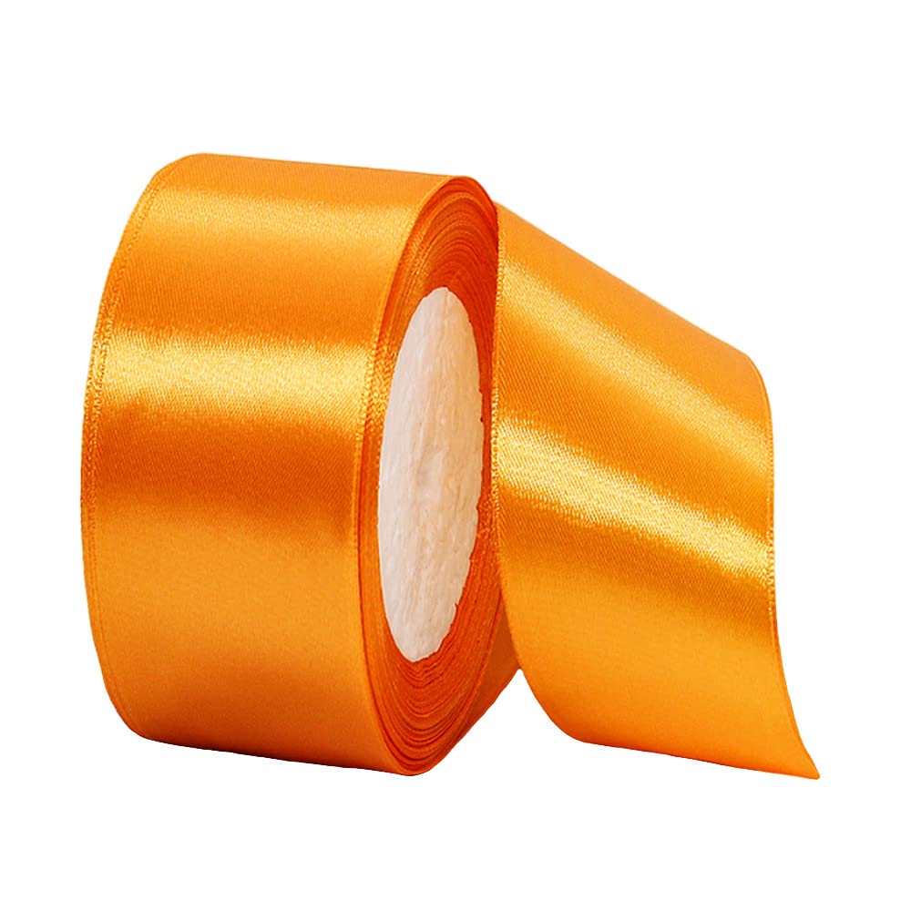 40mm Wide Thick Orange Ribbon for Gift Wrapping,22m 1.5Inch Large Fabric Satin Ribbon Orange Bow for Gift Wrapping,Ribbons for Crafting,Hair,Bouquets,Wedding Car,Presents,Cake,Christmas Decorations
