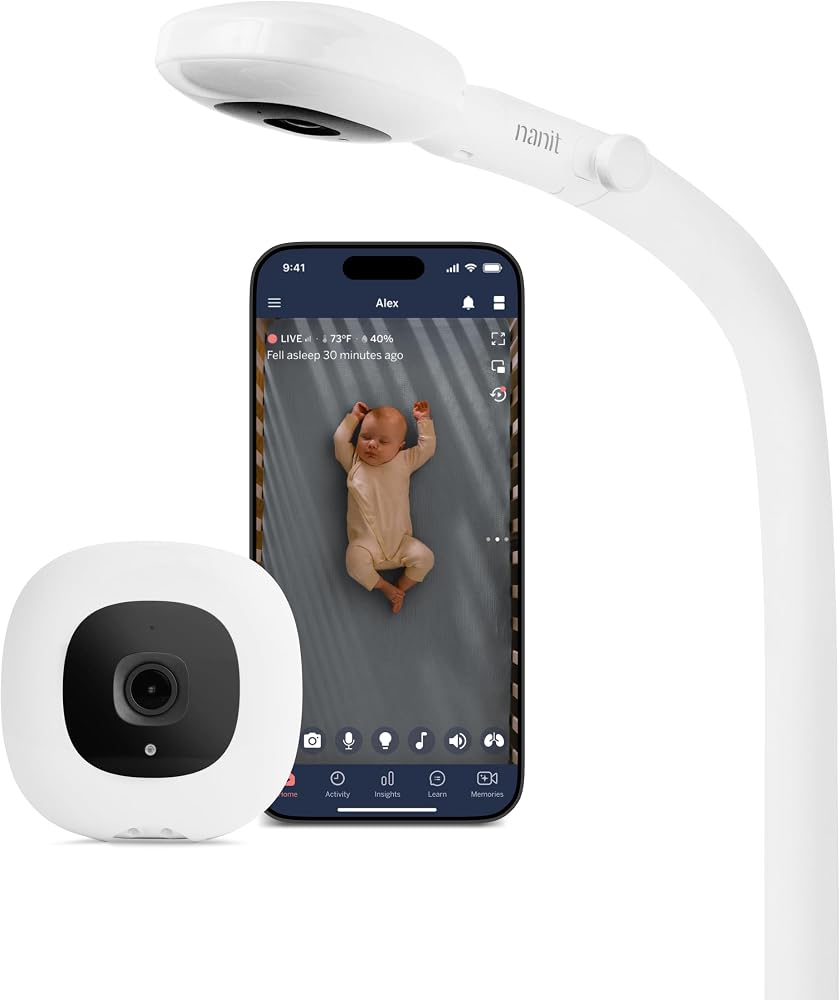 Nanit Smart Baby Video Monitor - Camera & Floor Stand - 1080p Wi-Fi Camera | Pro edition, 2-way audio, sound/motion/cry notif